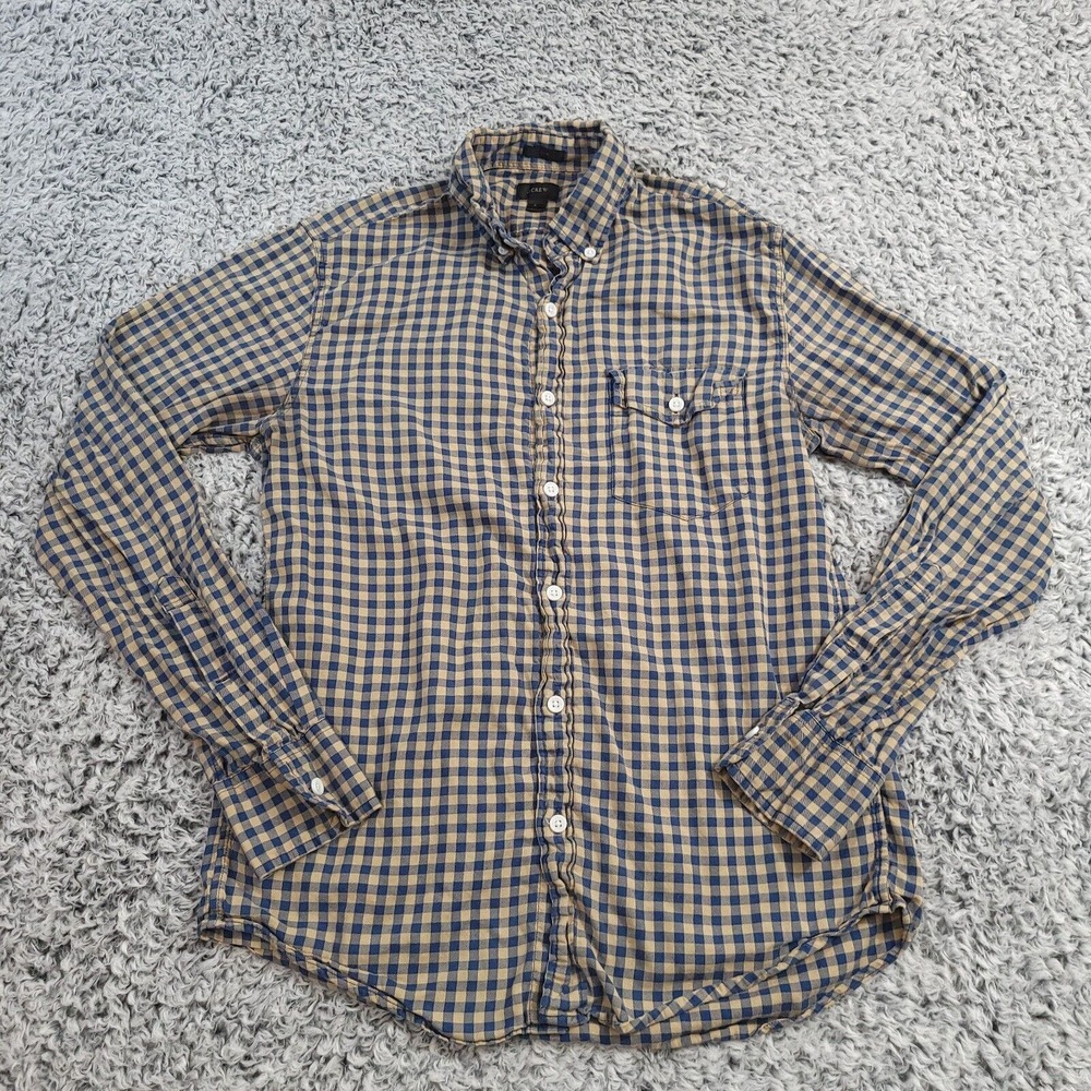 J Crew Shirt Mens Small Blue Check Classiccore Preppy Slim Long Sleeve Casual